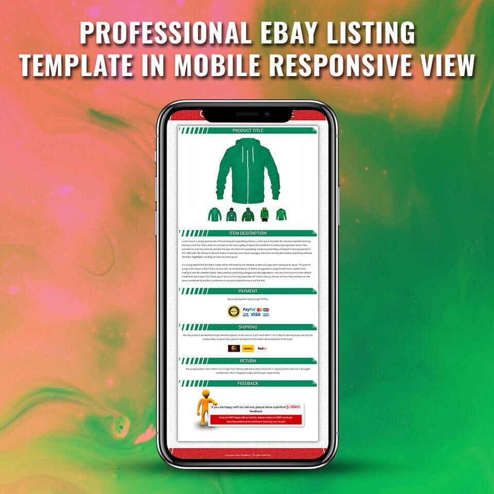eBay Templates, Auction Mobile Responsive html Templates 2026 Ready for Cloths