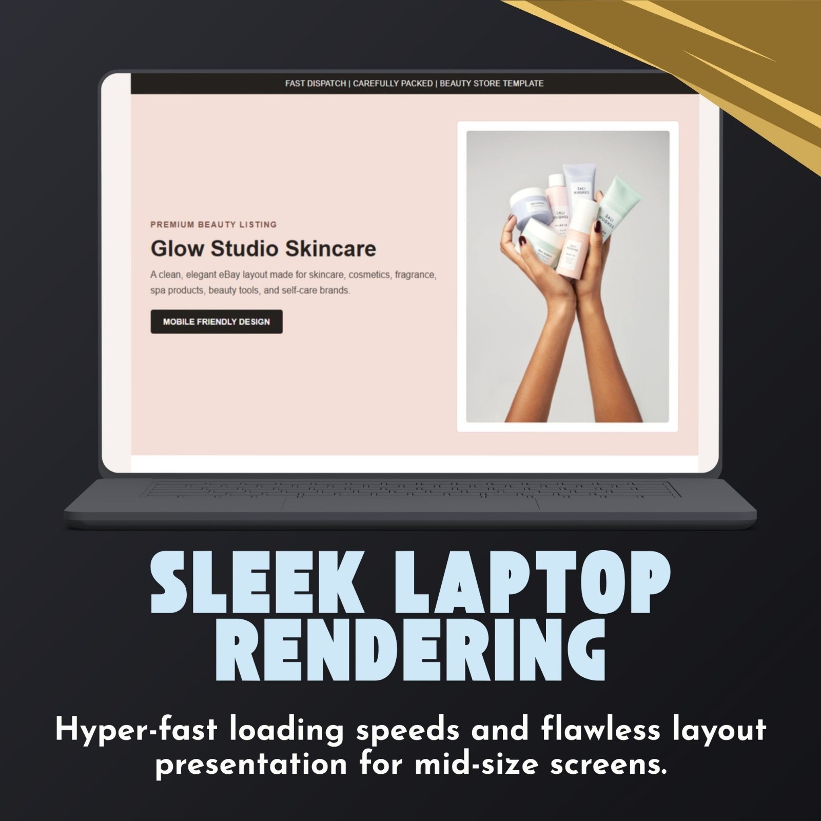 eBay Listing Template HTML Mobile Responsive Beauty Skincare Cosmetics 2026✅