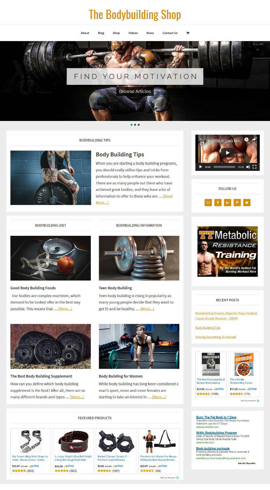 [NEW DESIGN] * BODYBUILDING * store blog website business for sale AUTO CONTENT