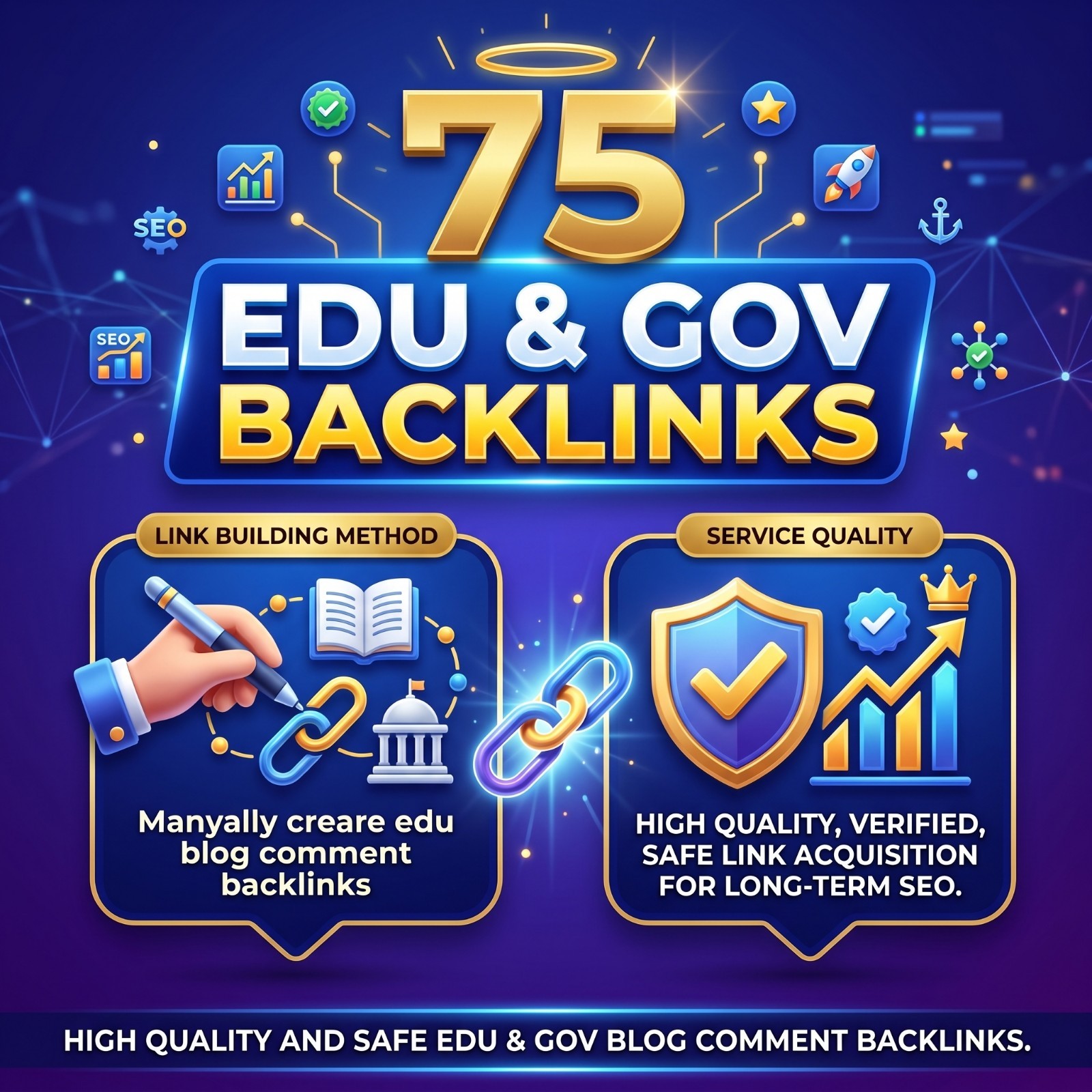 Create High Quality 75 EDU & GOV SEO Backlinks for $65