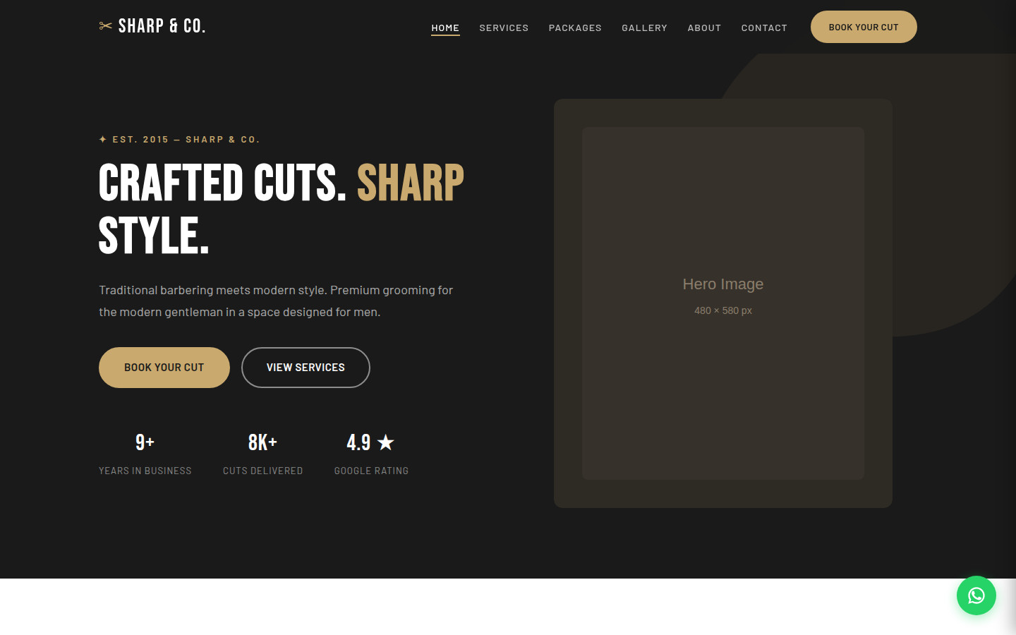 Barbershop Website Template – Professional HTML Landing Page – Dark – Responsive