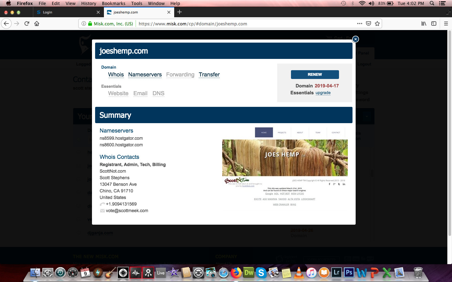 Joes Hemp .COM premium top tier hemp marijuana related domain name nr charity