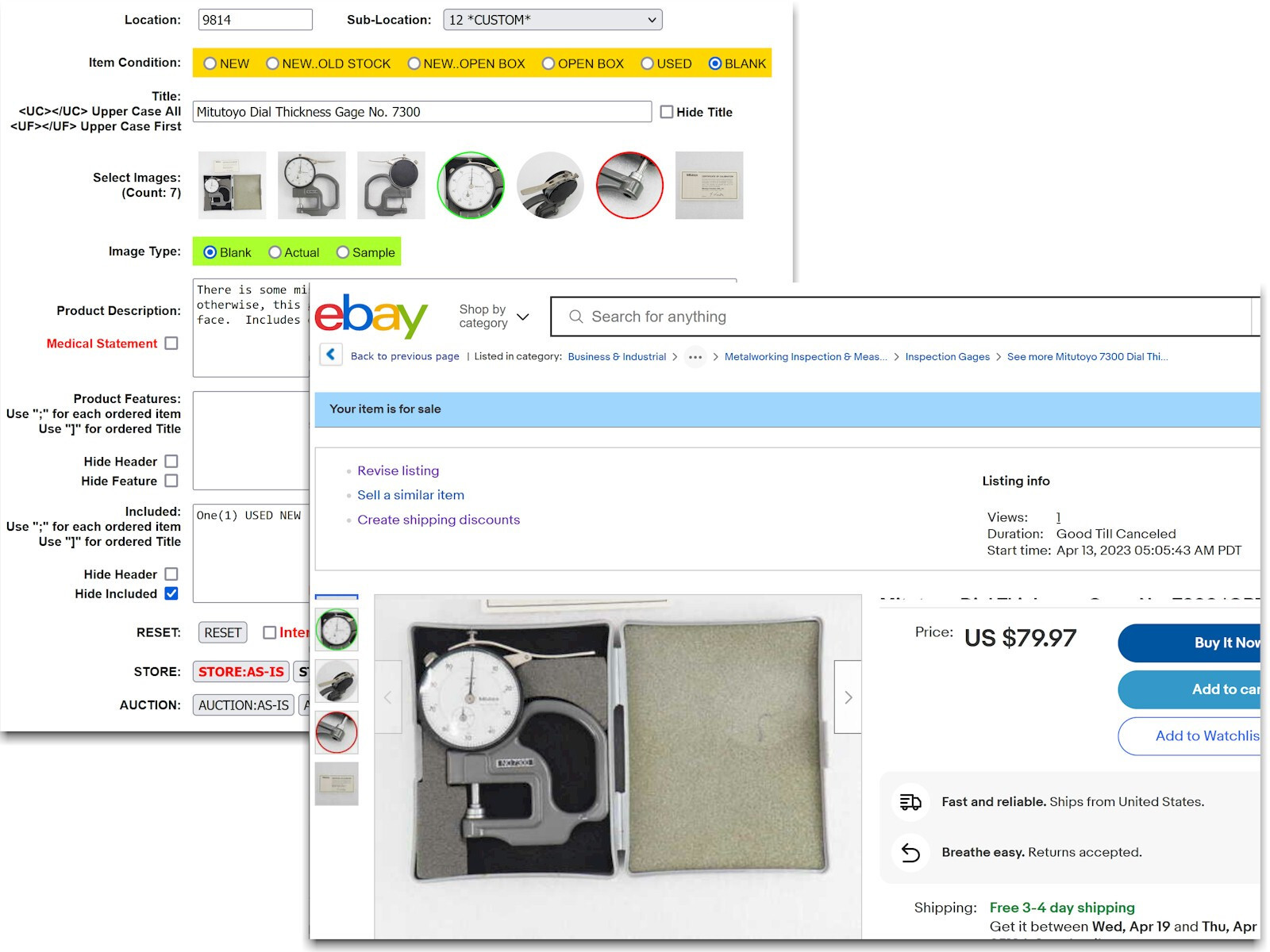 eBay Business Sale! 3611 Listings = $4,112,848! PLUS TOOLS, $$HUGE INVENTORY$$