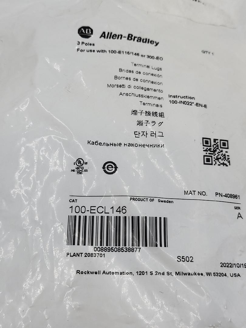 Allen Bradley 100-ECL146 Connection Module *NEW SEALED BAG*