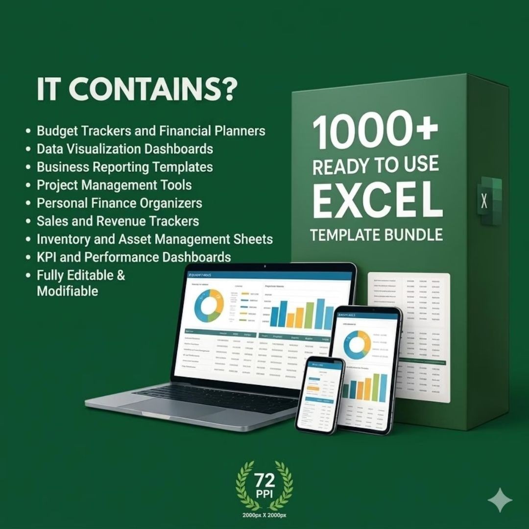 1000+ Excel Templates Bundle for Business Finance Budget Project Planning 2026✅