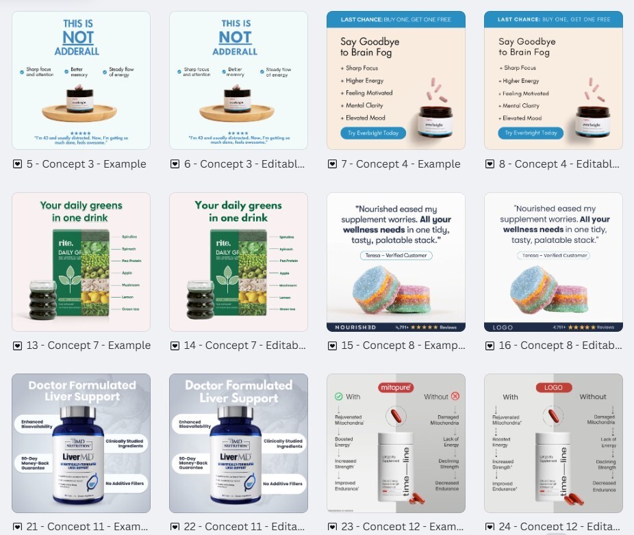 150-Supplements/Health & Wellness Eemplates | Ready-to-Use Digital Designs