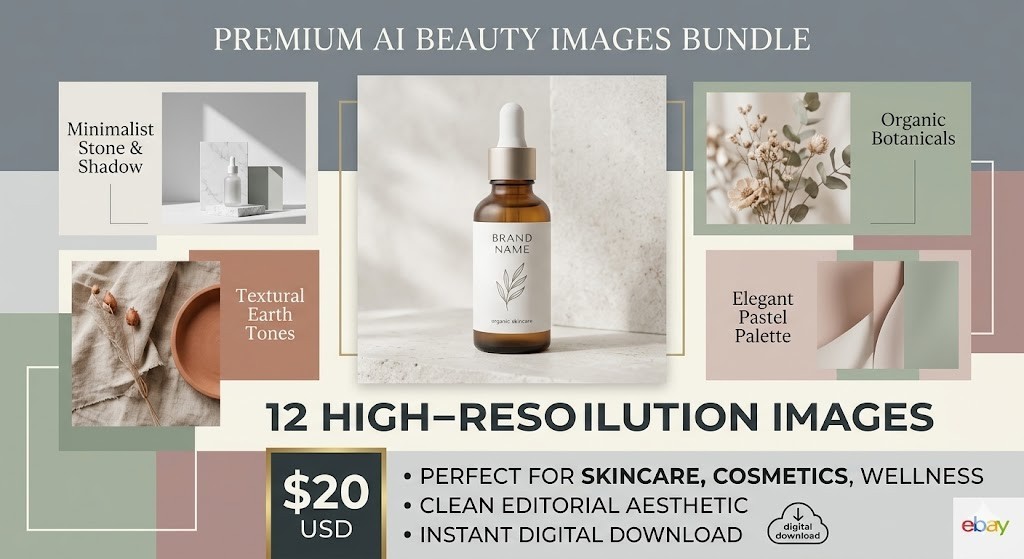 12 AI Skincare Product Photography Mockups | Beauty Brand Digital Backgrounds