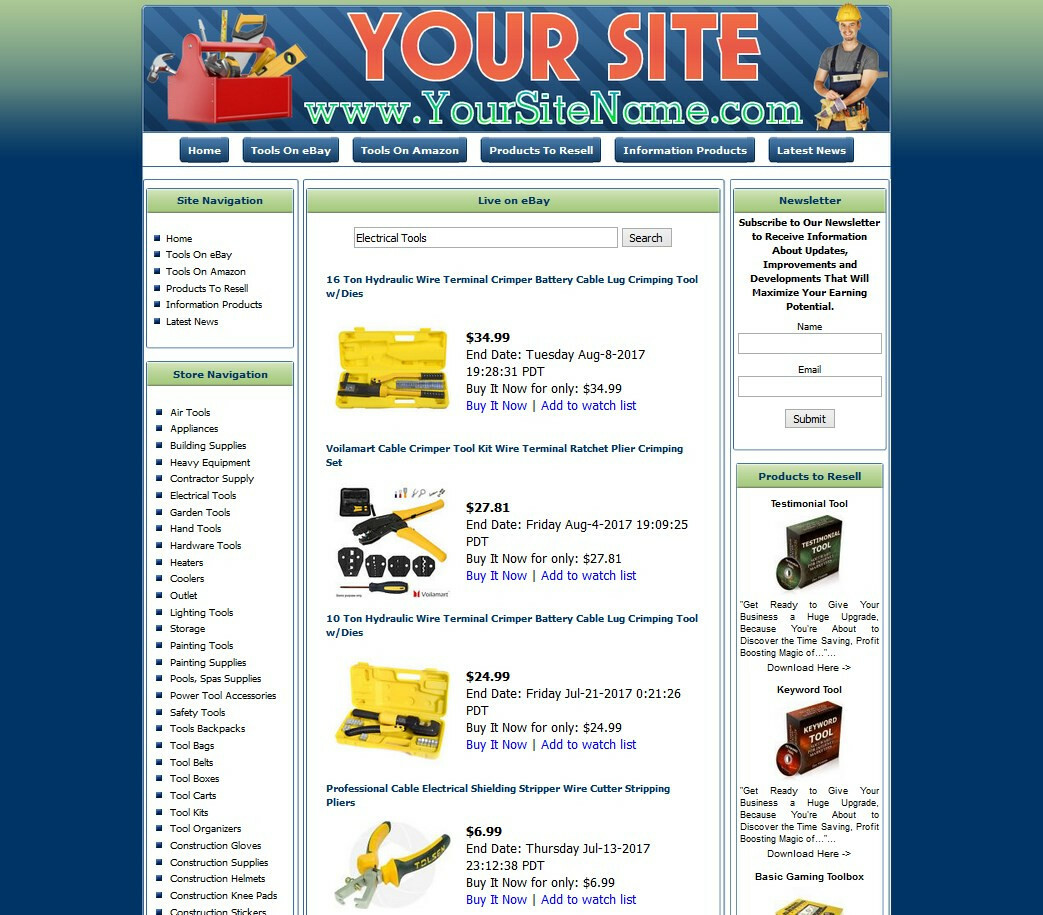 TOOLS STORE Website Business with Stock Money from Amazon Store Adsense