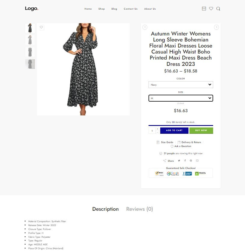 Dropshipping Website Business Affiliate Free Hosting + Products, Women Dresses