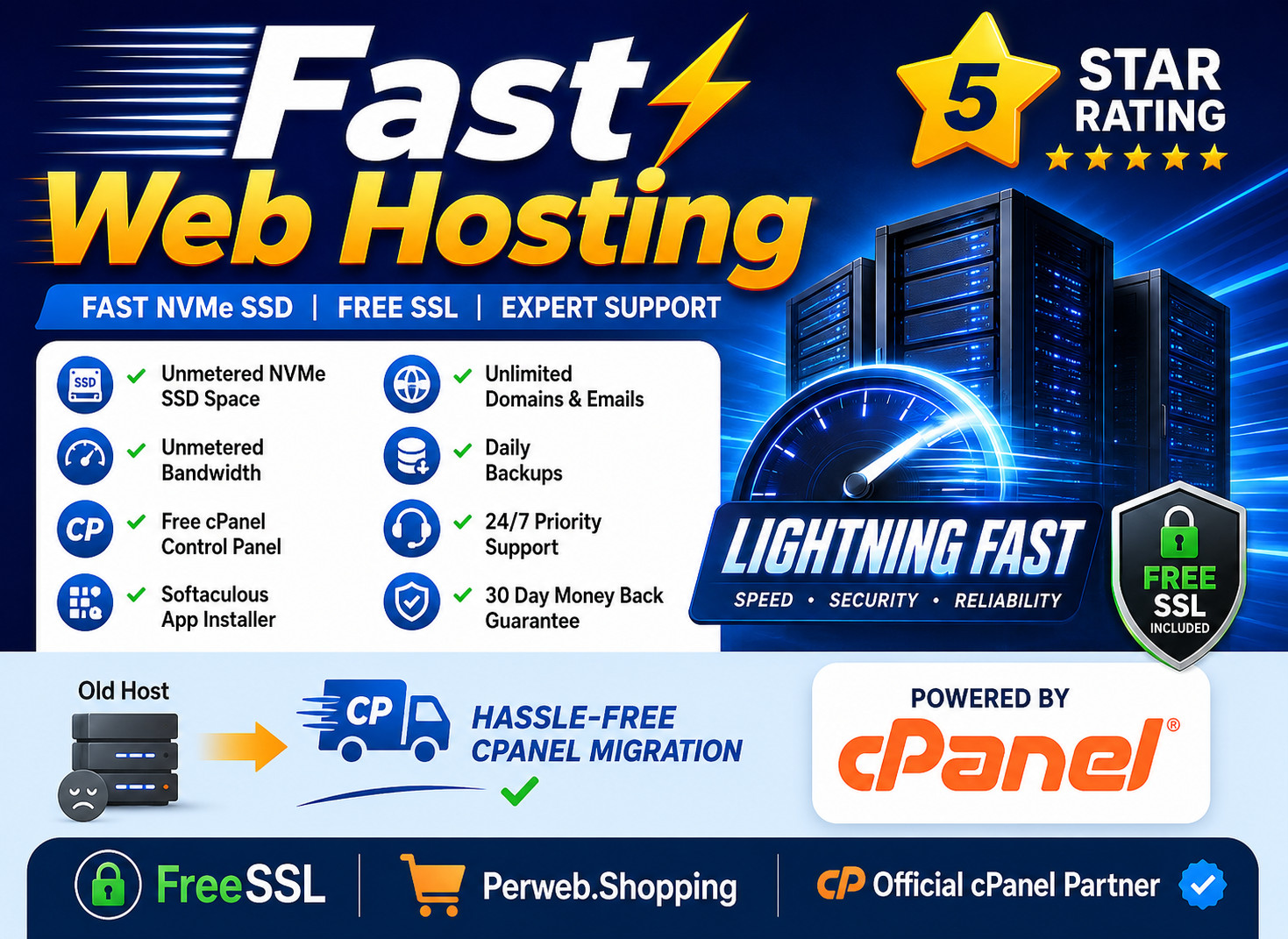 Fast Web Hosting – ⚡ Unlimited SSD SSL Emails CDN Backups – Reliable $14.99/Year