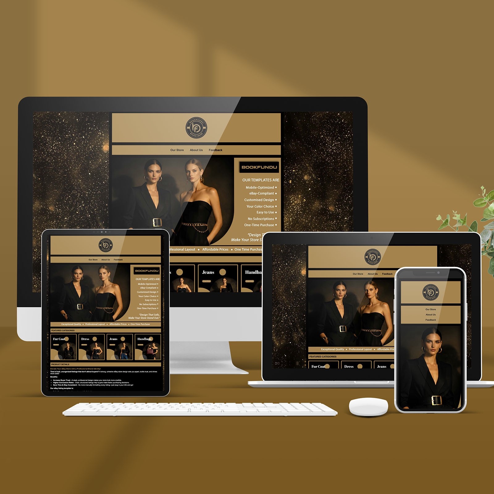 High-End Fashion eBay Template | Custom Storefront & Auction Template Layout