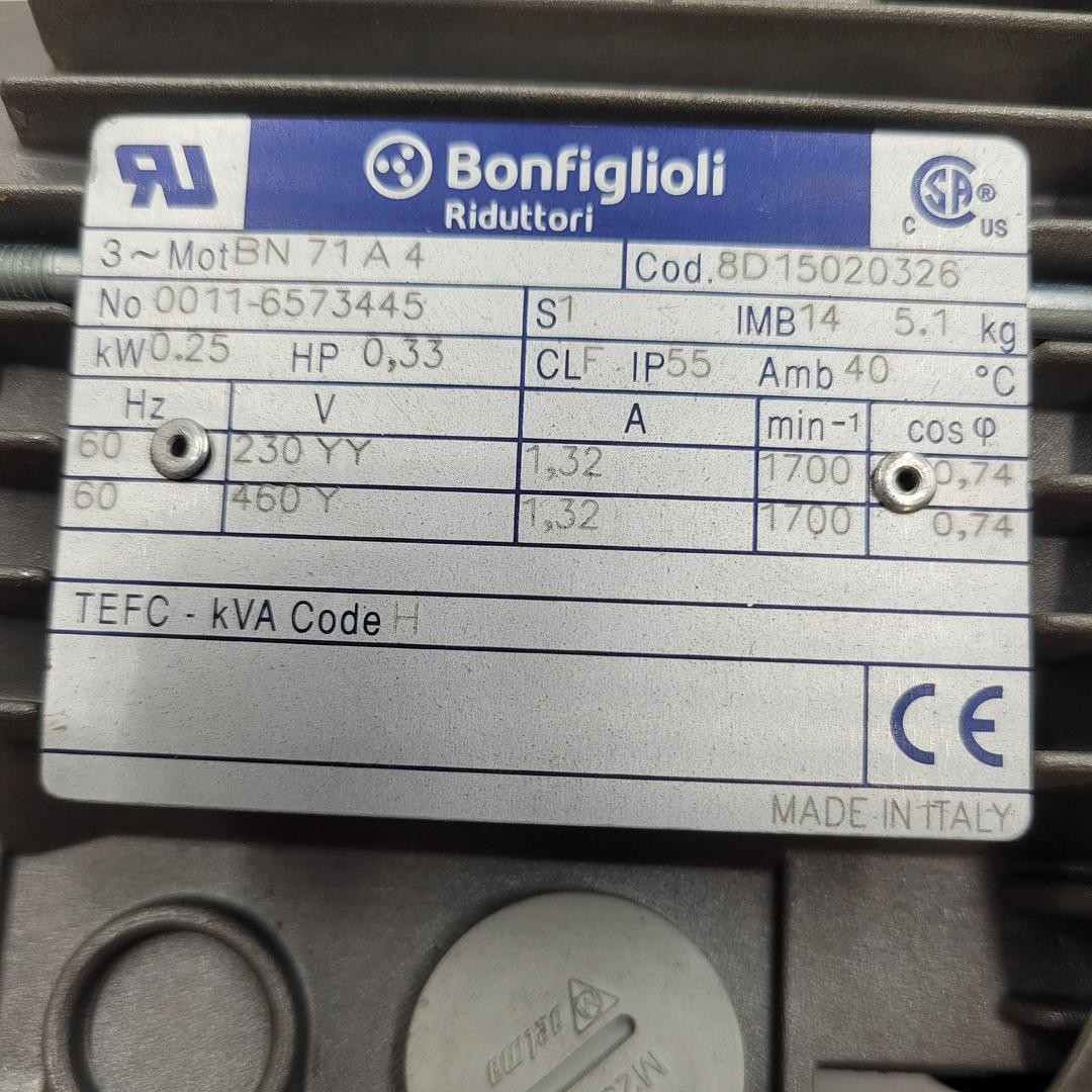 BONFIGLIOLI .33 HP BN71A4 – 8D15020326 – 230/460 1700 RPM