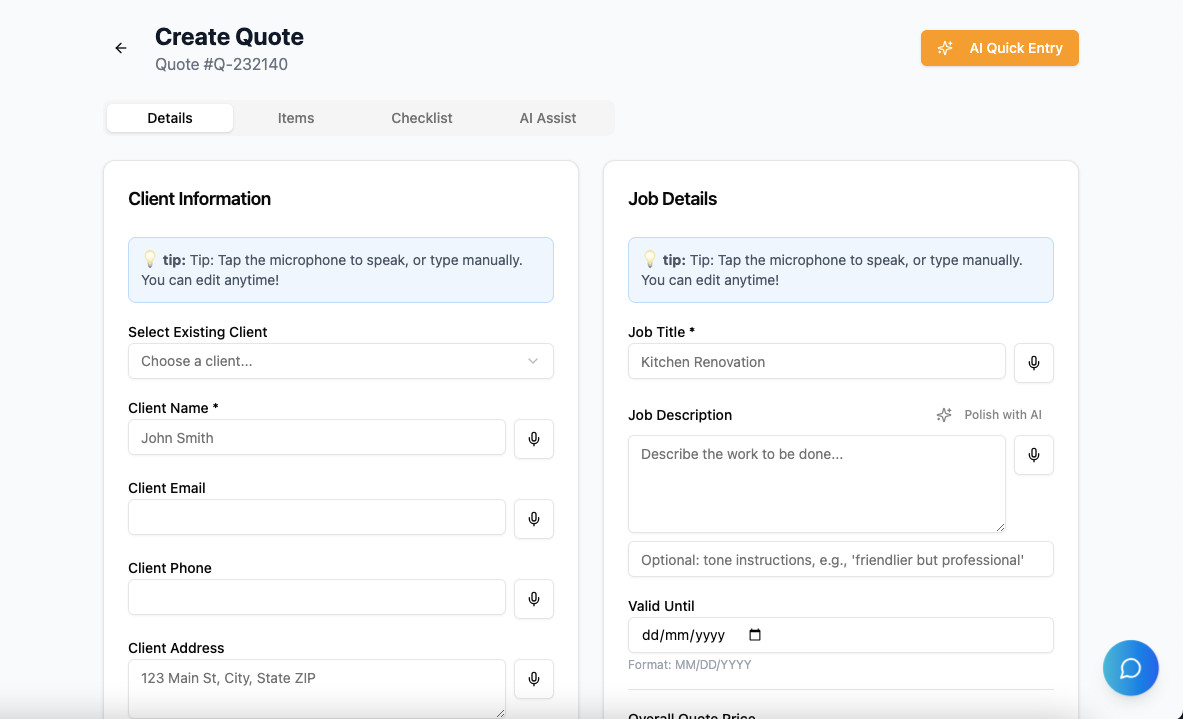 Tradespeople App to buy; Quotes, Invoices, Messages, Stripe, Billing and AI too