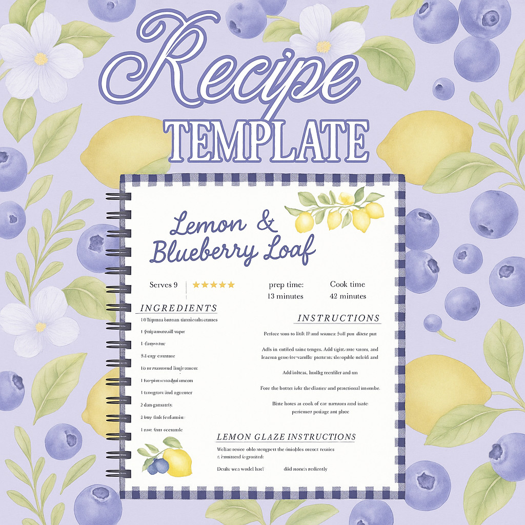 Canva Template – Recipe Page ,Canva Editable Template
