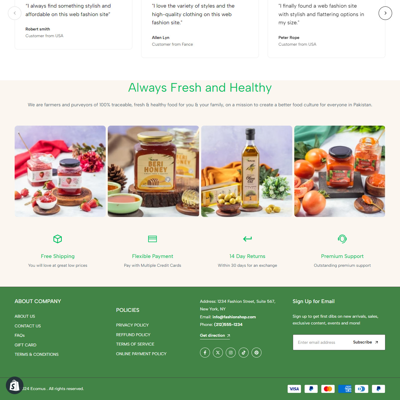 Ready-made Organic Food Shopify Store with UK Supplier