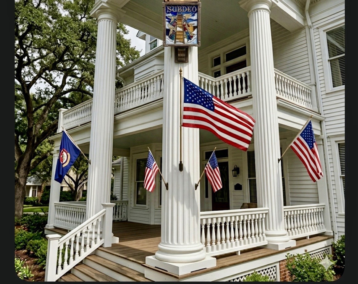 SUBDEO™ & SUBORDINATUS™ : Patriotic Christian / Menuzah display above flag!!