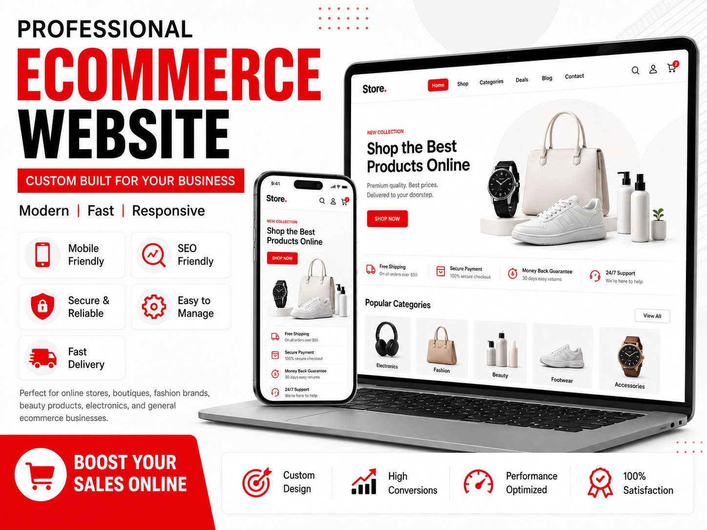Professional Ecommerce Website Design | Custom Online Store | Mobile Friendly