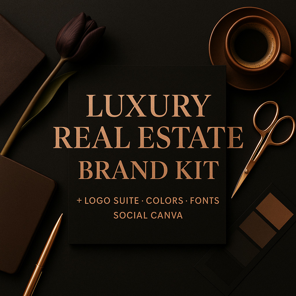 Luxury Real Estate Brand Kit Logo Suite + Colors + Fonts + Social Canva