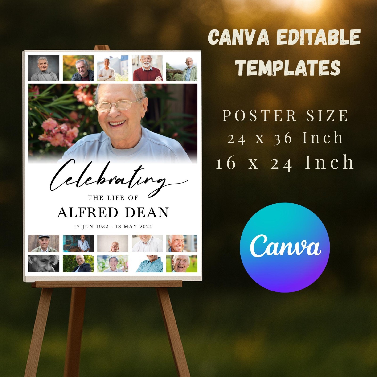 Funeral Welcome Sign Template • Celebration of Life Poster • Photo Collage Board