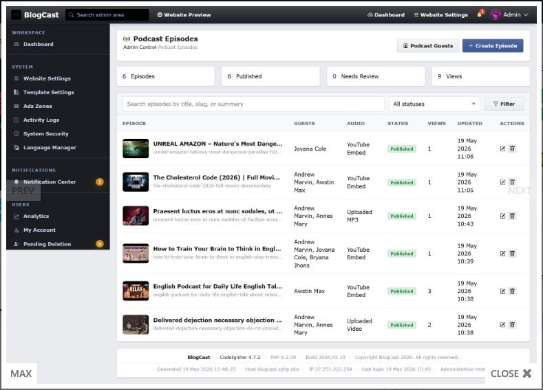 Radio Station and News Blog Website with 1 free month streaming hosting included