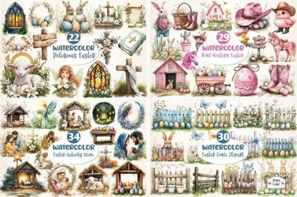 Happy Easter Clipart Huge Bundle