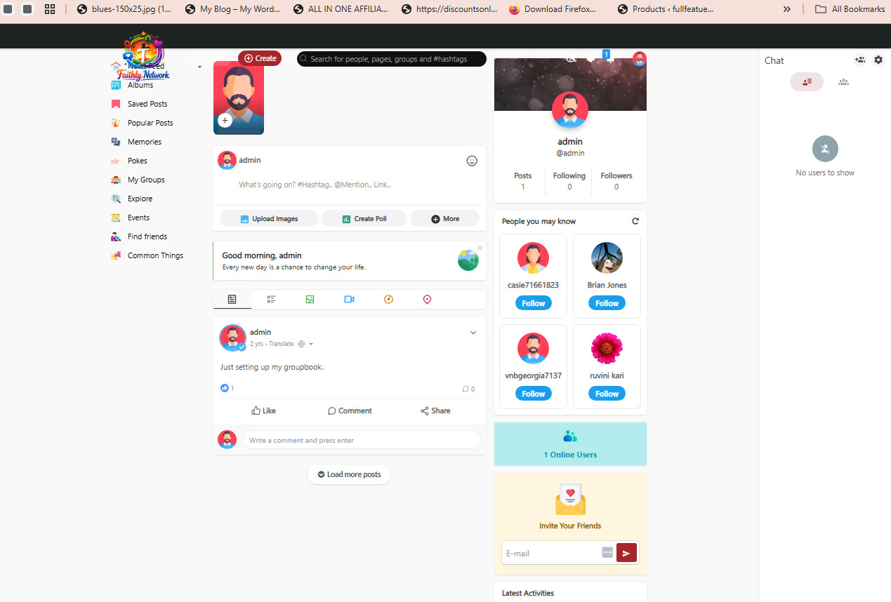 Online Social Network Responsive Website Free Hosting / Setup