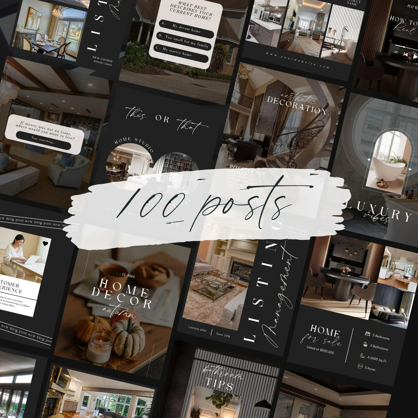 Luxury Real Estate Brand Kit Logo Suite + Colors + Fonts + Social Canva
