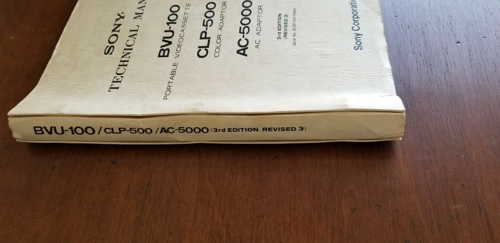 Sony BVU-100 CLP-500 AC-5000 Technical Professional Manual 3rd Edition