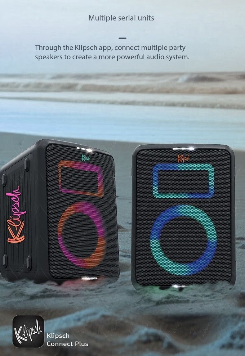 100W Portable Party Speaker System Colorful Disco Lighting Stereo Loud with Mic
