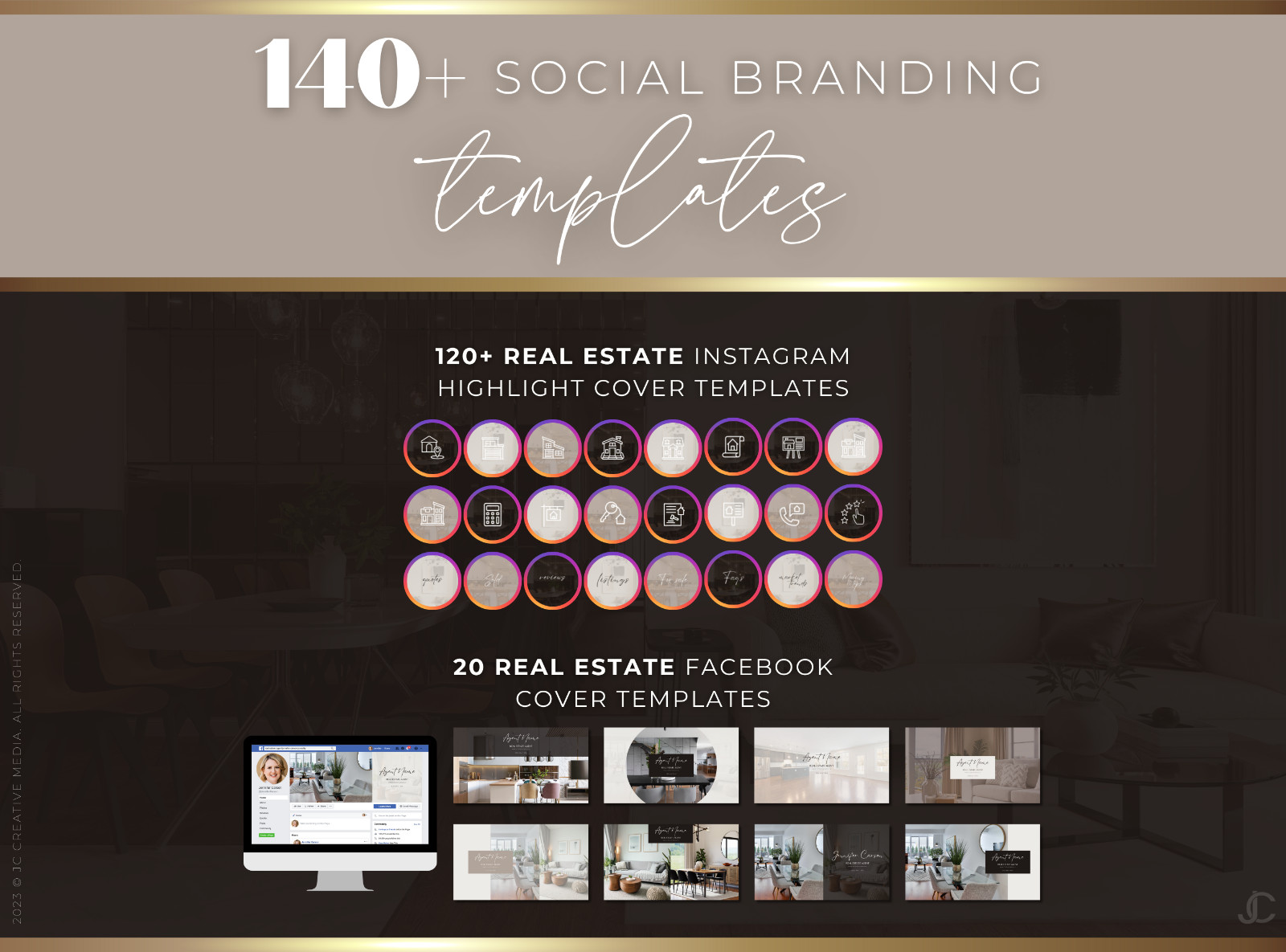 Luxury Real Estate Social Media Marketing Kit | 990+ Premium Canva Templates