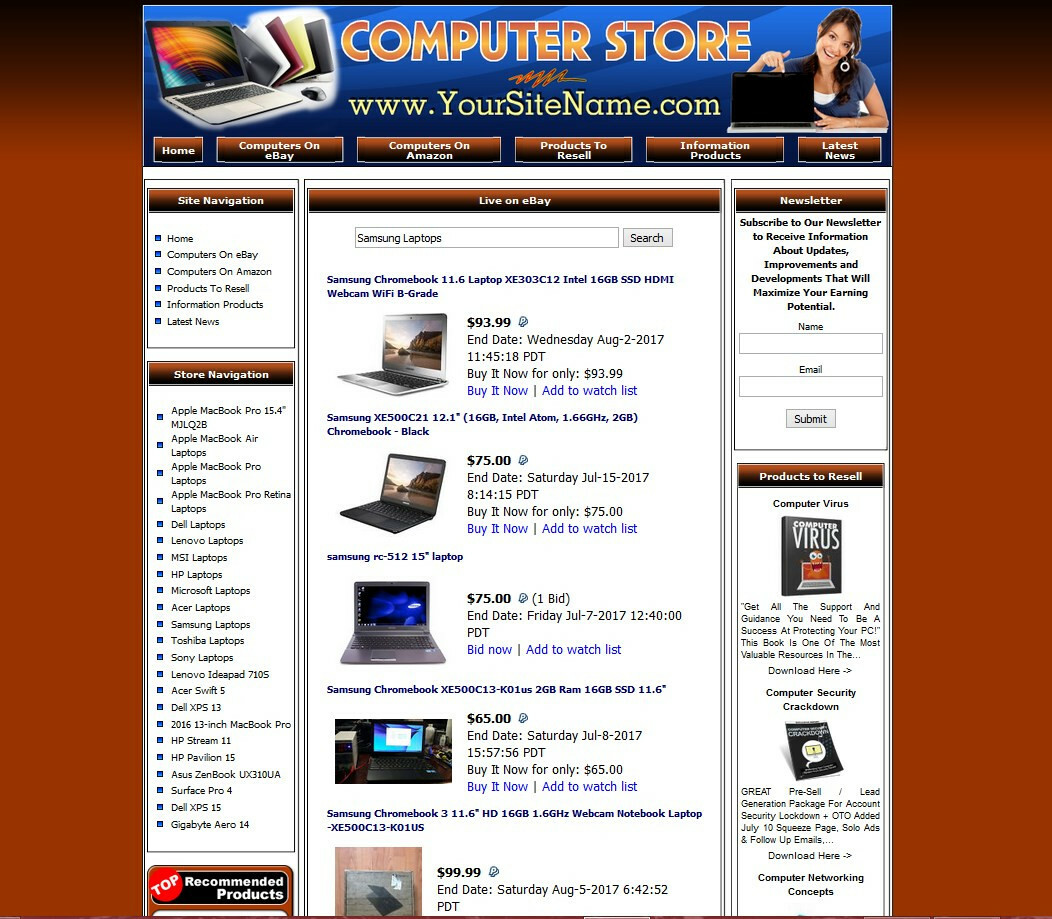 Computers, Notebooks, Tablets Store Website Business For Sale. Amazon Dropship.