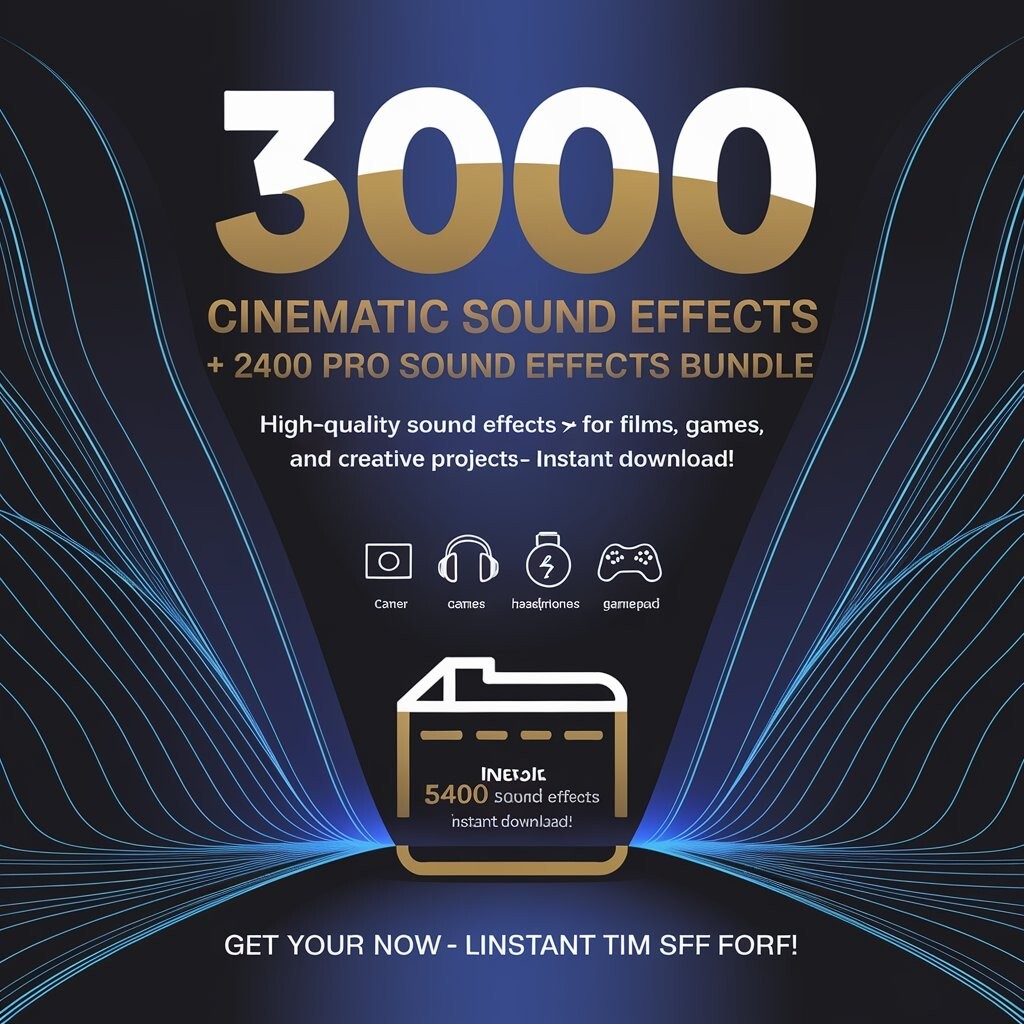 3000 Cinematic Sound Effects + 2400 Pro Sound Effects Bundle – Perfect for Films