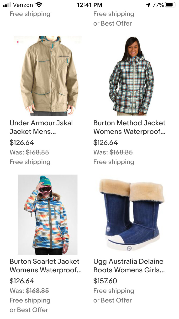eBay Business Resale Store Inventory Wholesale Ski Snowboard Clothing