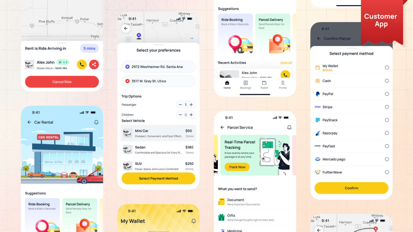 MyCab Taxi Booking & Parcel Delivery Flutter App | Android & iOS | Admin Panel