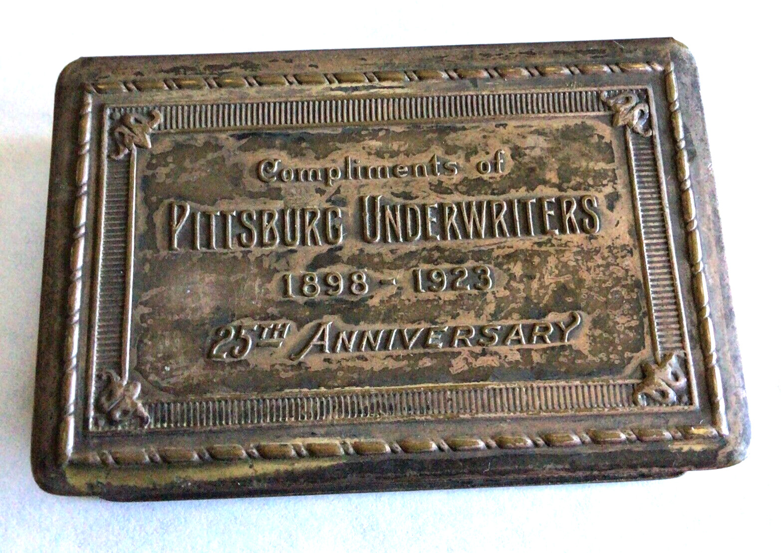 Pittsburg Underwriters 25th Anniversary 1928 Match Box Cover