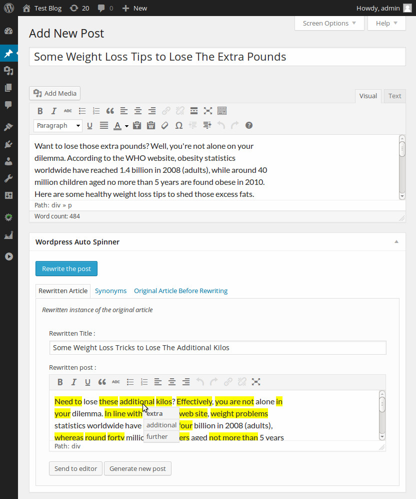 WordPress Auto Spinner 3.19.0 Articles Rewriter Plugin Latest GPL License