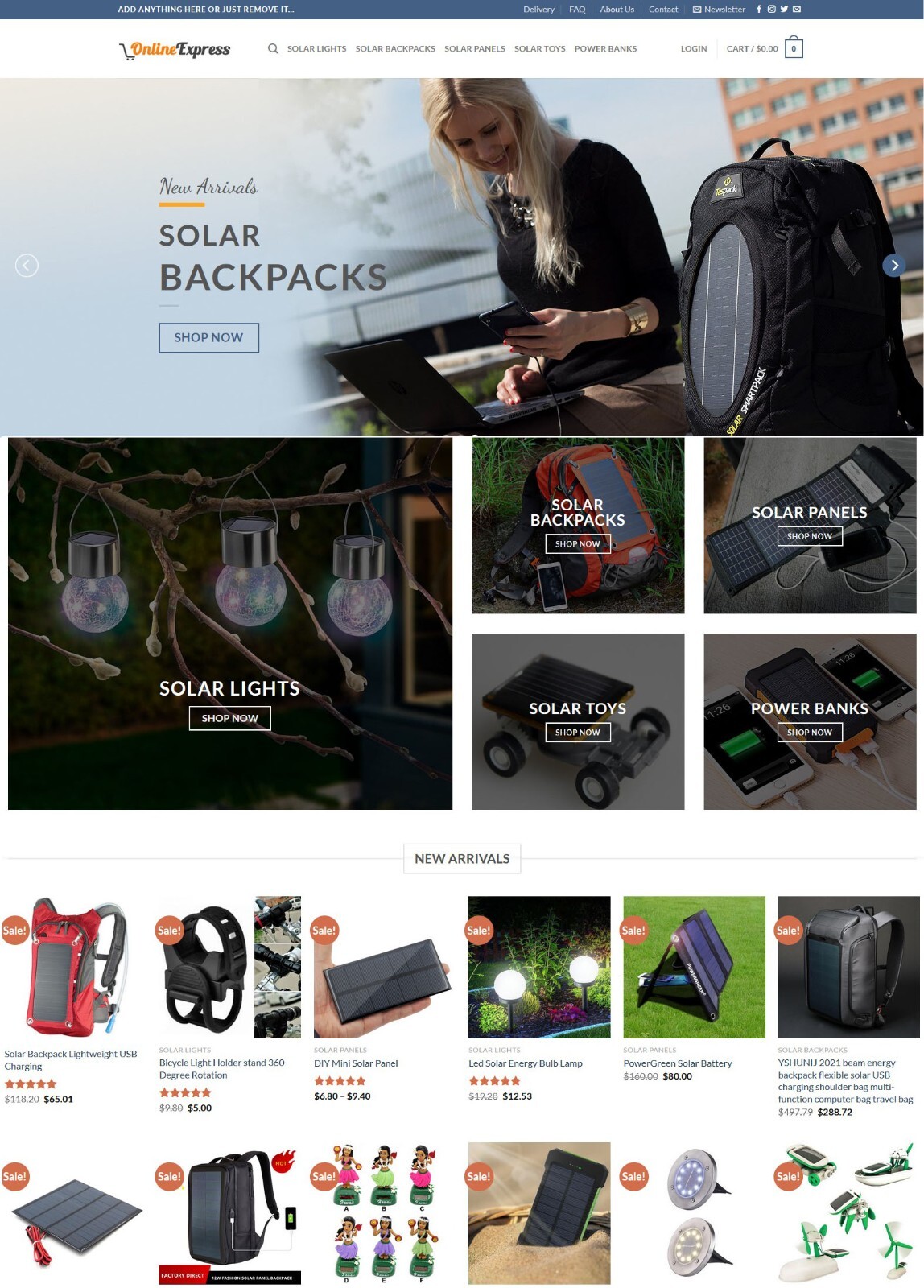 Solar Products Store DropShipping Ecommerce Website + Free Hosting