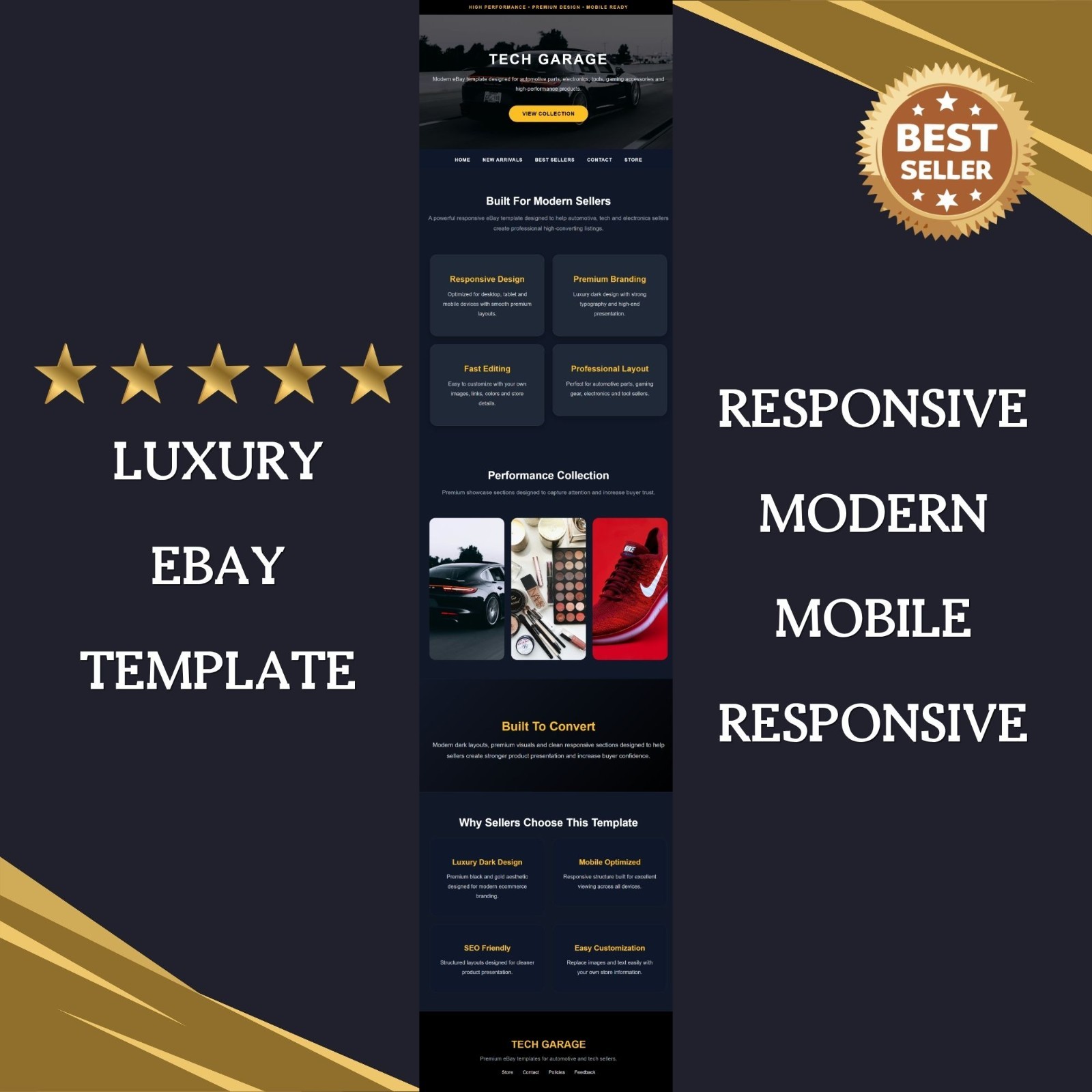 eBay HTML Template Responsive Automotive Tech Electronics Store Design 2026✅