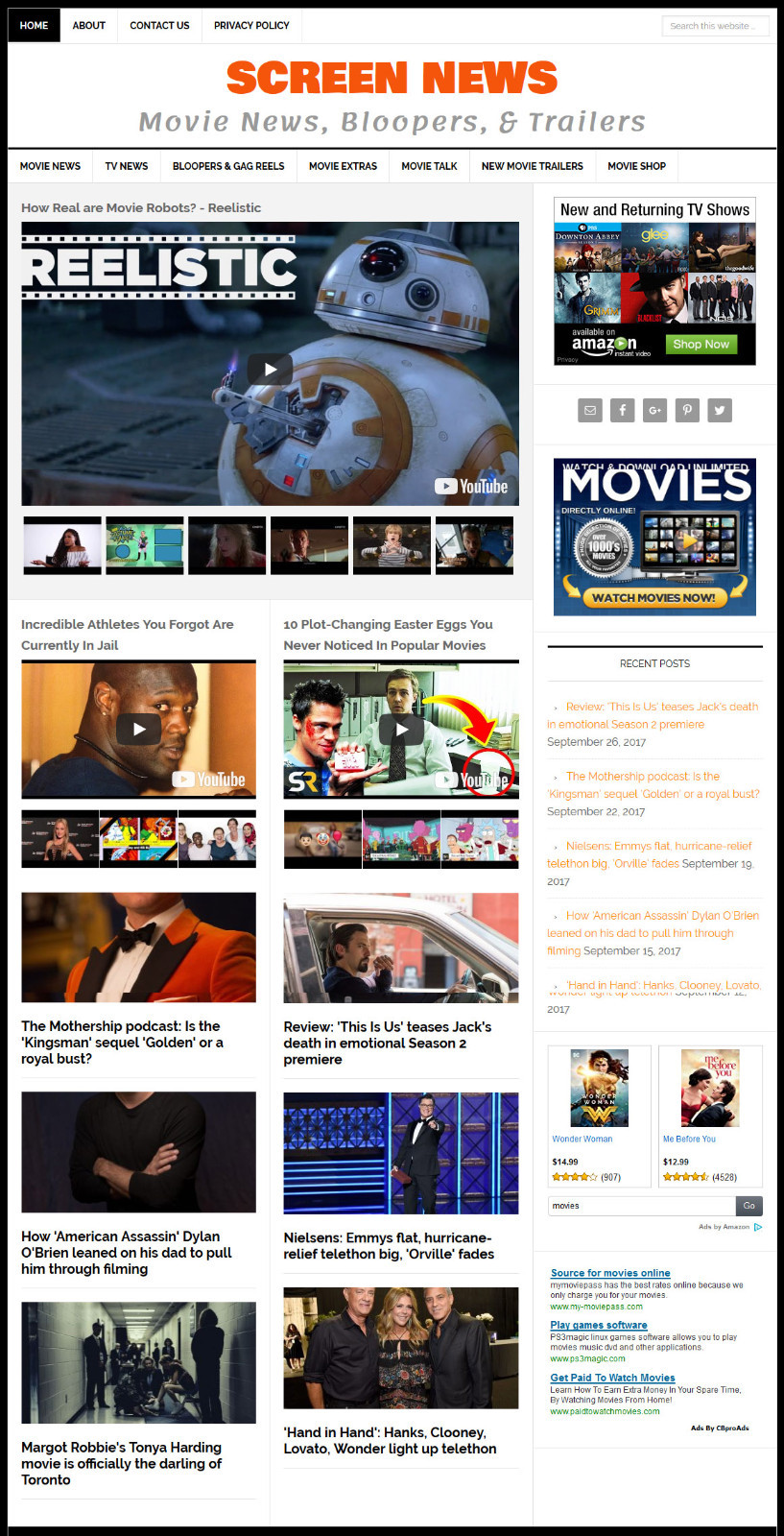 [NEW DESIGN] * MOVIE & TV NEWS * website business for sale w/ AUTOMATIC CONTENT