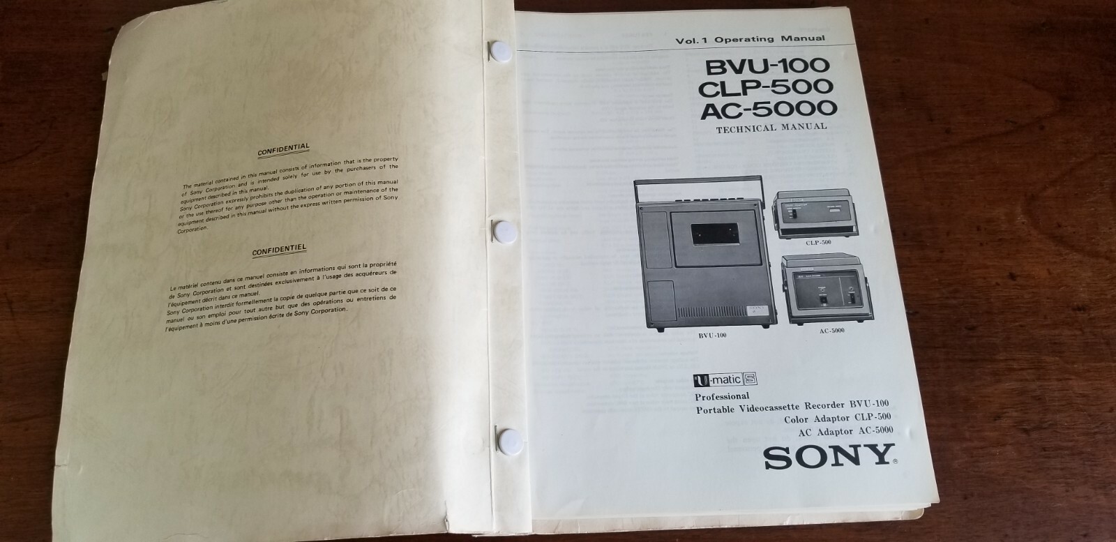 Sony BVU-100 CLP-500 AC-5000 Technical Professional Manual 3rd Edition
