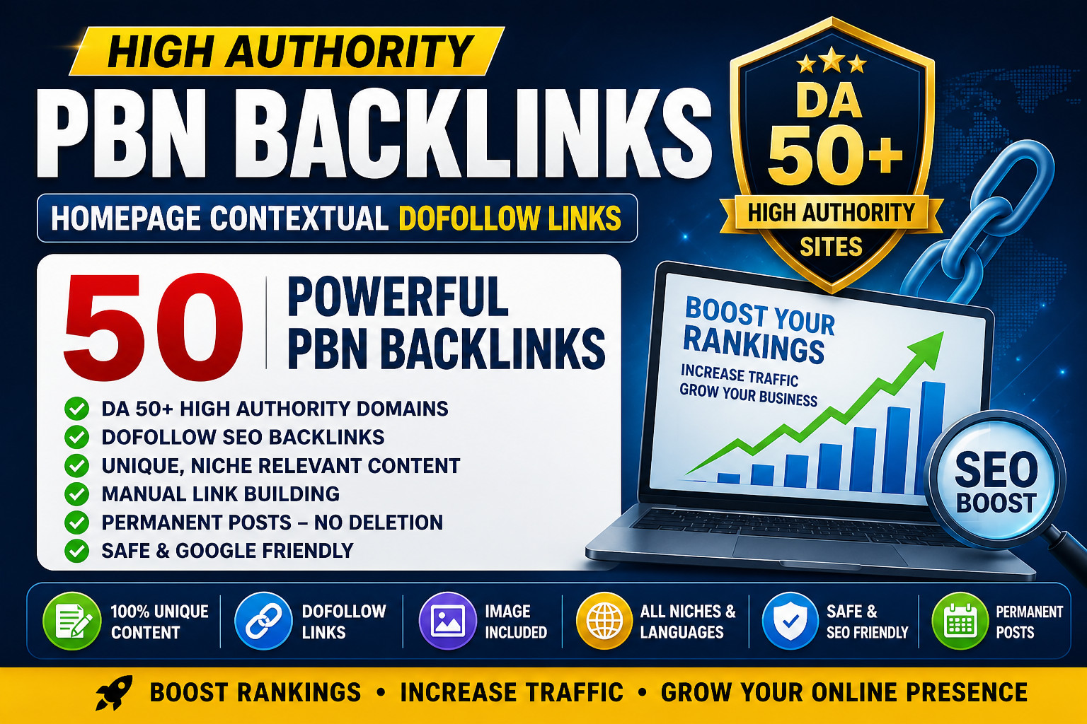 50 PBN Backlinks – High Authority SEO Links – DoFollow Homepage Contextual Links