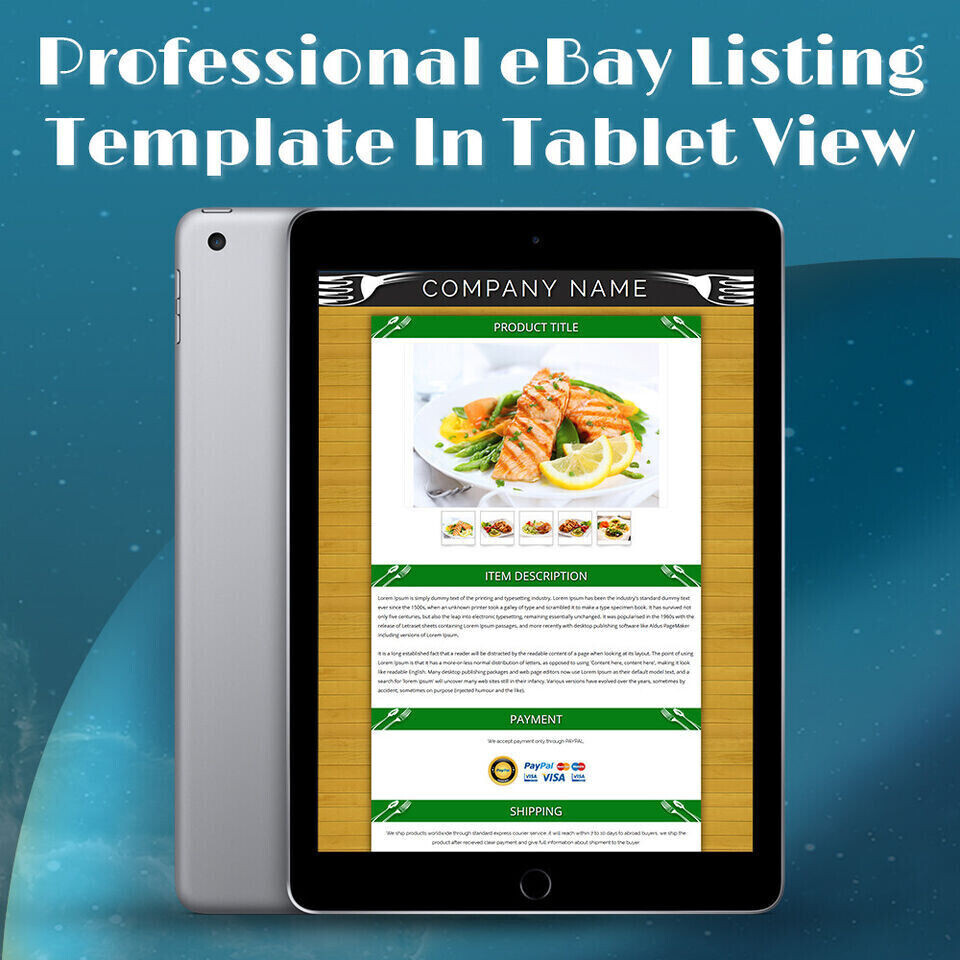 Mobile Responsive eBay Listing Template Auction Gallery Html for Food