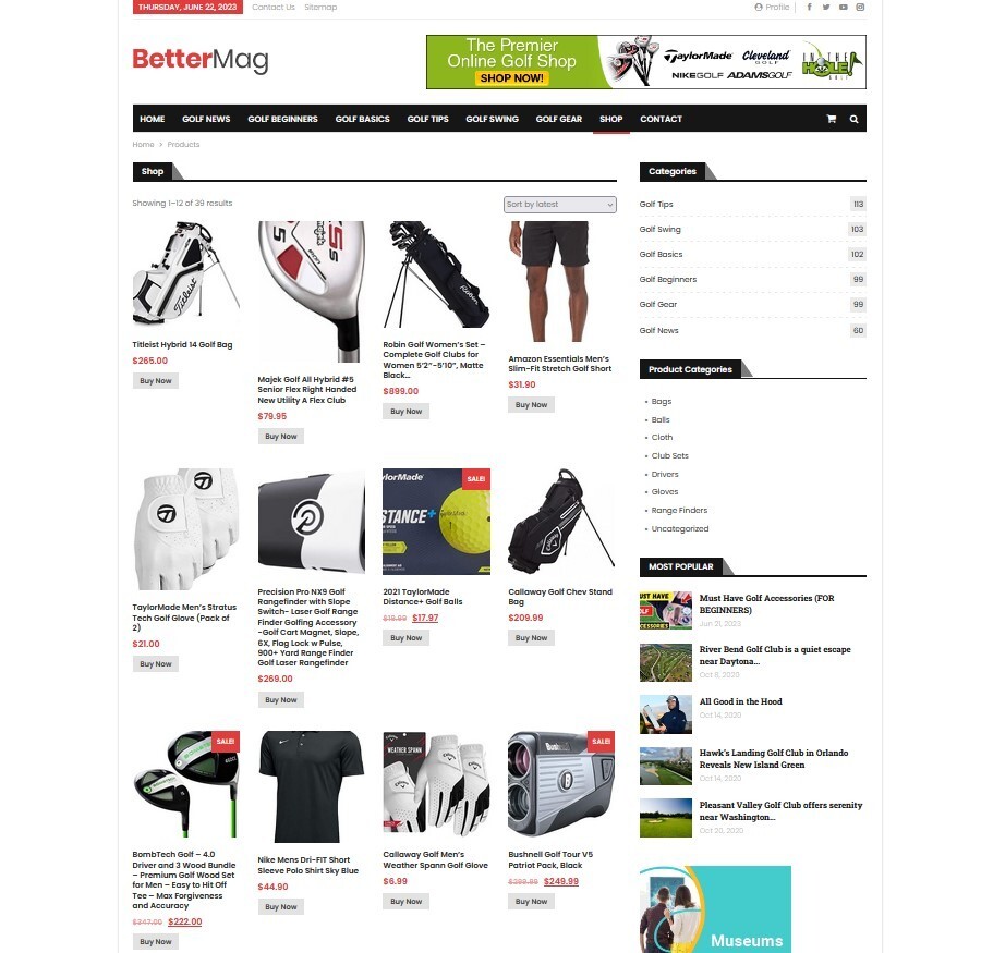 Golf Tips & News Website, Make Money with Affiliates, Ads + Auto Pilot
