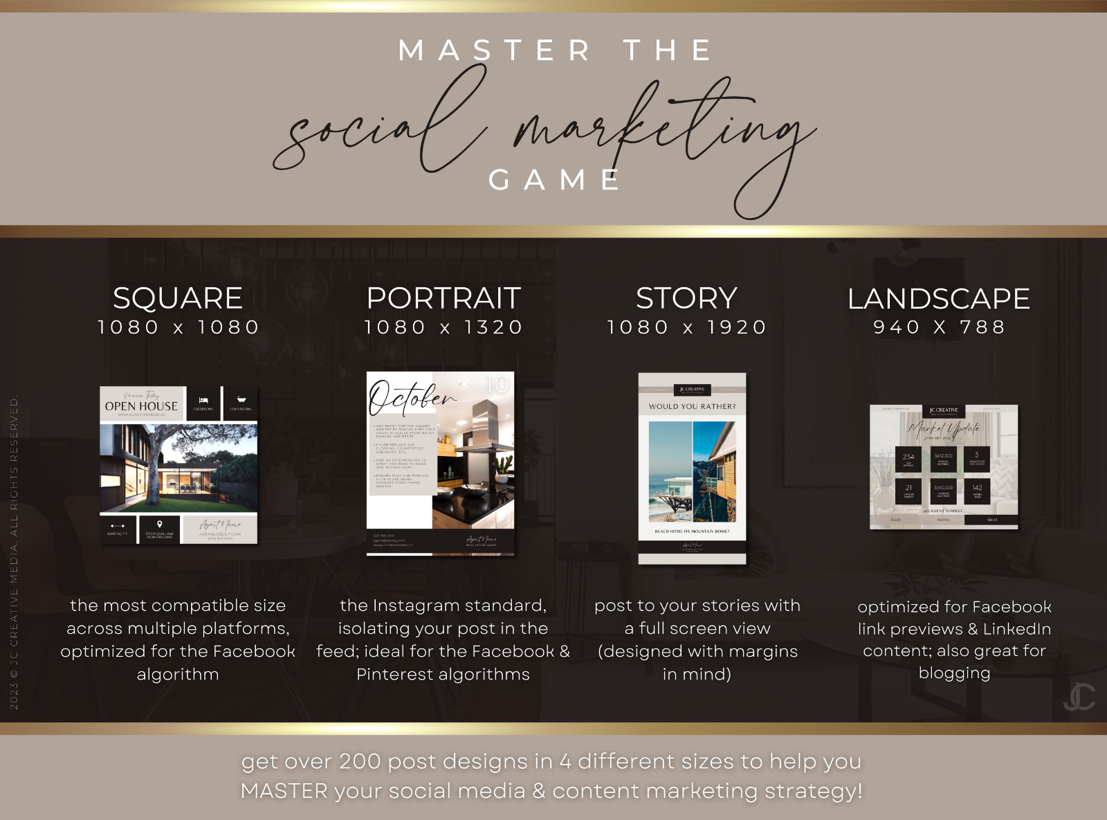 Luxury Real Estate Social Media Marketing Kit | 990+ Premium Canva Templates