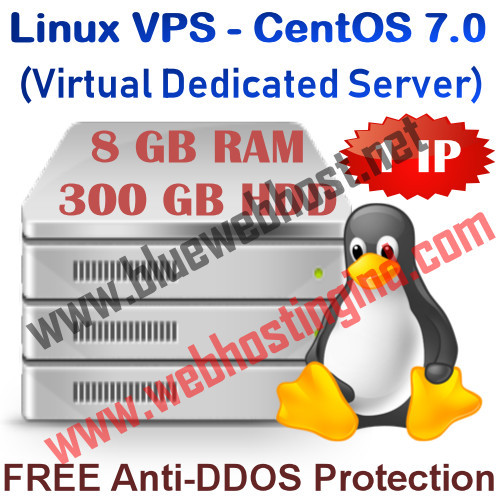 Linux VPS – CentOS 7.0 (Virtual Dedicated Server) 8GB RAM + 300GB HDD