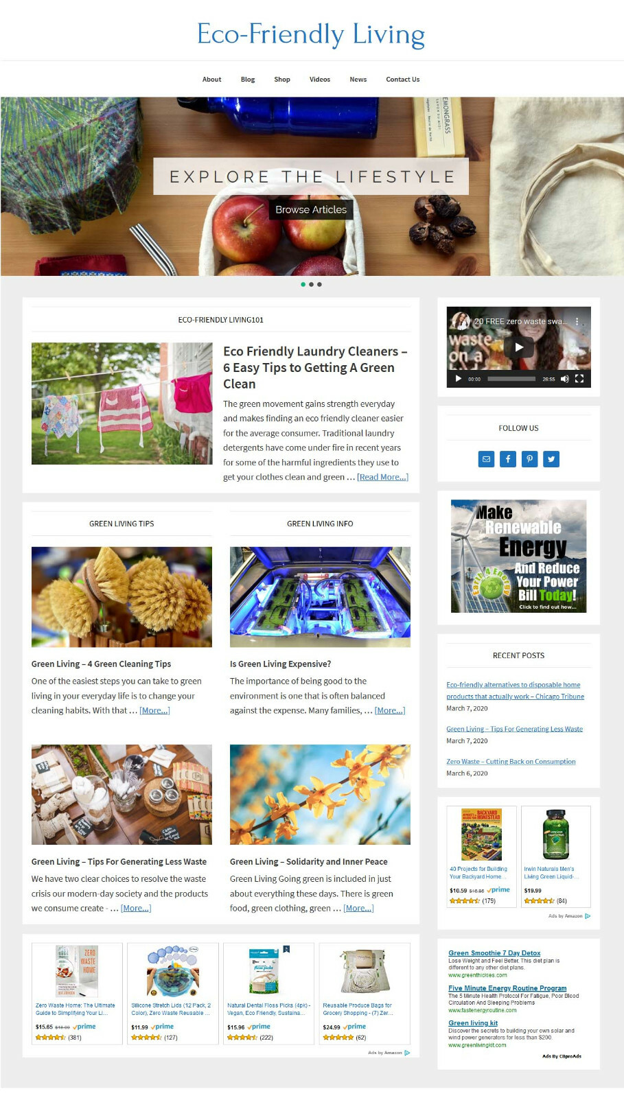 * Eco-Friendly Green Living Website * affiliate product blog AUTO POSTS
