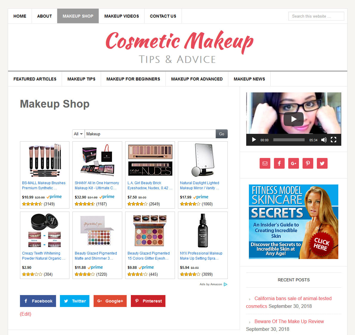 *COSMETIC MAKEUP TIPS * turnkey website business for sale w/ AUTOMATIC CONTENT