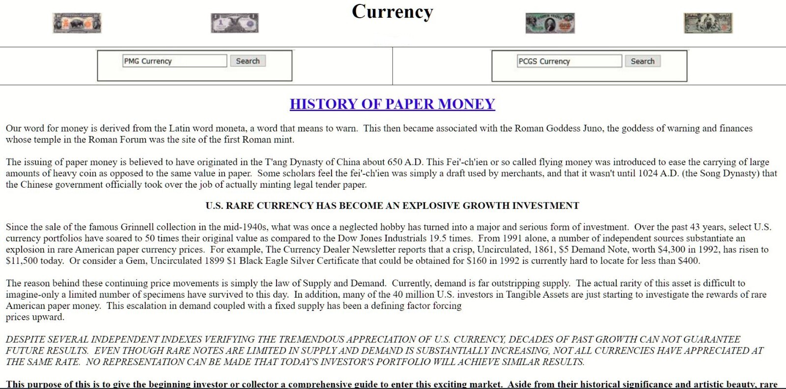 e-Currency.TV DOMAIN INTERNET CURRENCY PRICE GUIDE BUSINESS BUY SELL PAPER MONEY