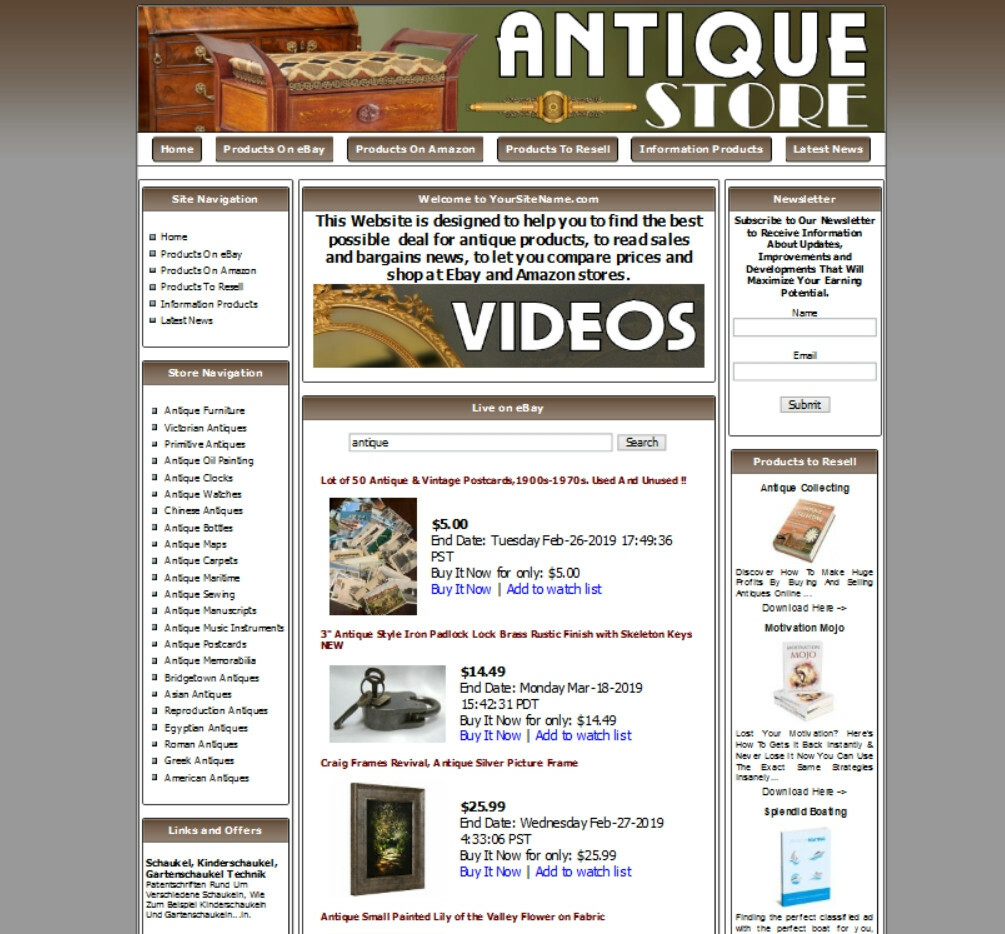 ANTIQUE STORE – Make Money With Your Own Amazon Store Business Website