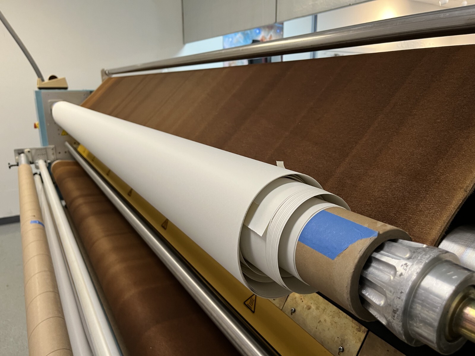 Dye sublimation fabric graphics system, Roland 1045 printer, Practix press